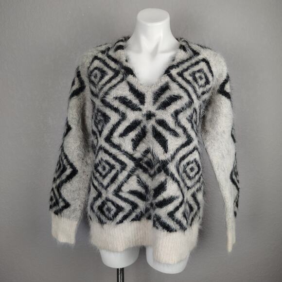 J.Crew Collection Snowflake V-Neck Brushed Alpaca Sweater Size XS/S - Picture 3 of 15